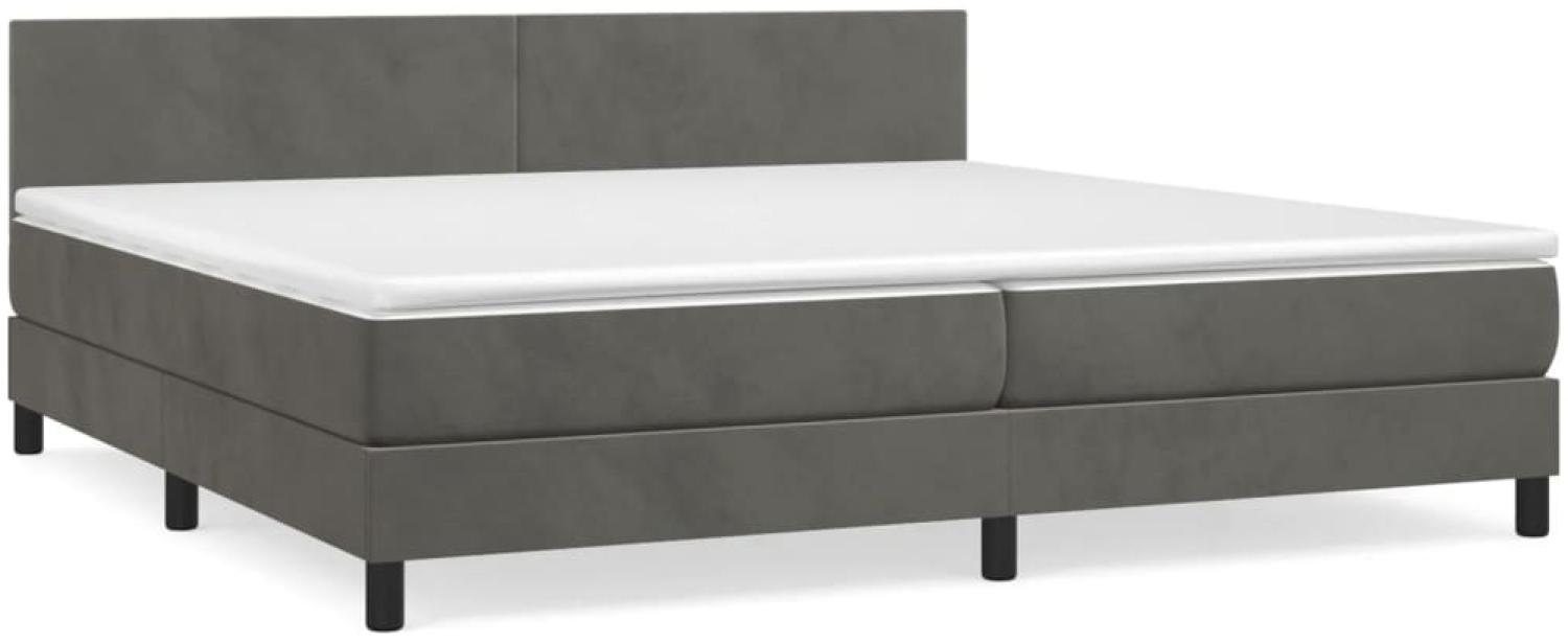 vidaXL Boxspringbett mit Matratze Dunkelgrau 200x200 cm Samt, Härtegrad: H2 [3141204] Bild 1