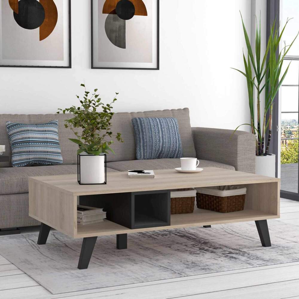 Couchtisch CAREA 110 x 65 cm Comano Pflaume Optik / Schwarz von Forte Bild 1