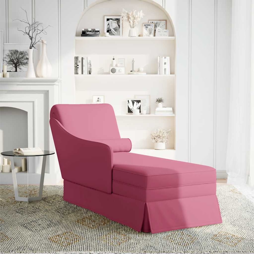 vidaXL Chaiselongue mit Nackenrolle und Rechter Armlehne Weinrot Samt 4009786 Bild 1