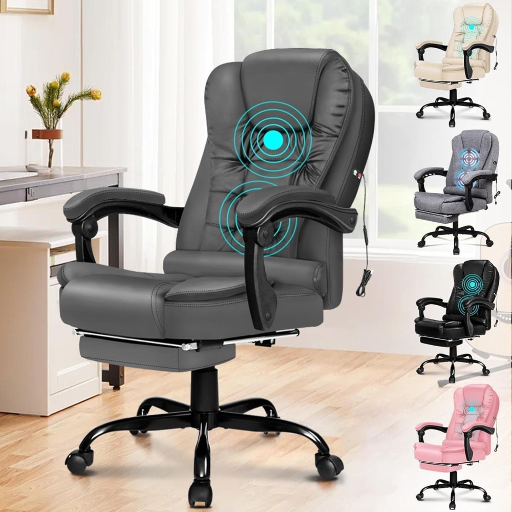 Ergonomischer Gaming Bürostuhl mit Lordosenstütze in Grau Bild 1
