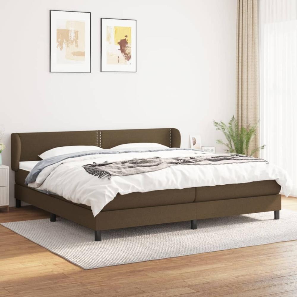 Boxspringbett mit Matratze Stoff Dunkelbraun 200 x 200 cm, Härtegrad: H2 [3126192] Bild 1