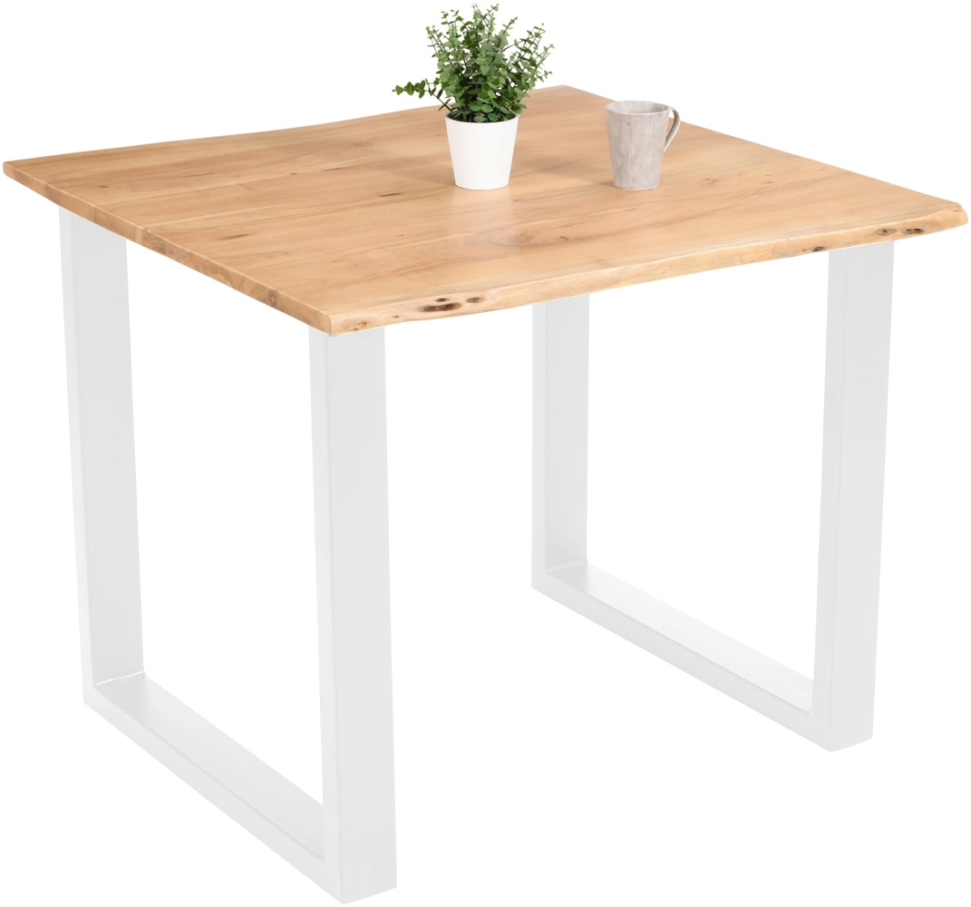 Esstisch Baumkante massiv Akazie eichefarben 80 x 80 cm weiß DEREK 141784962 Bild 1