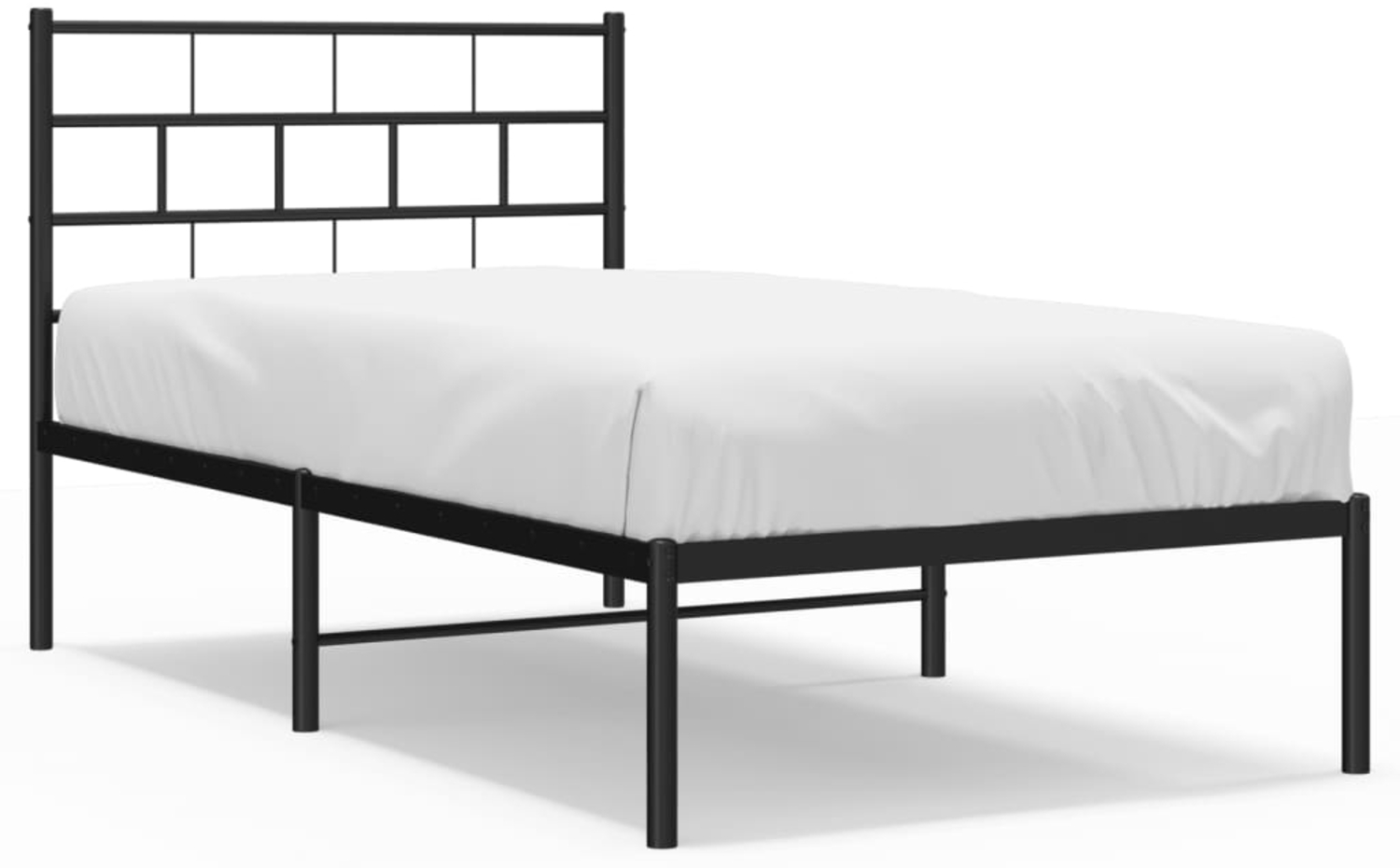 vidaXL Bettgestell mit Kopfteil, Metall, Schwarz, 100x190 cm Bild 1
