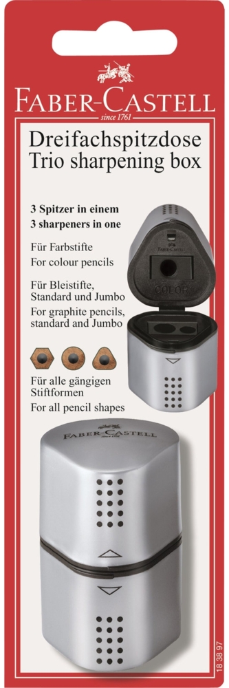 FABER-CASTELL Dreifachspitzdose Grip 2001 silber BK Bild 1