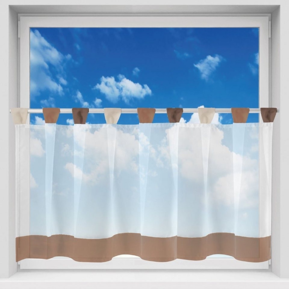 Bistrogardine mit Schlaufen ca. 150x45 cm Auswahl: braun - weiß Bild 1