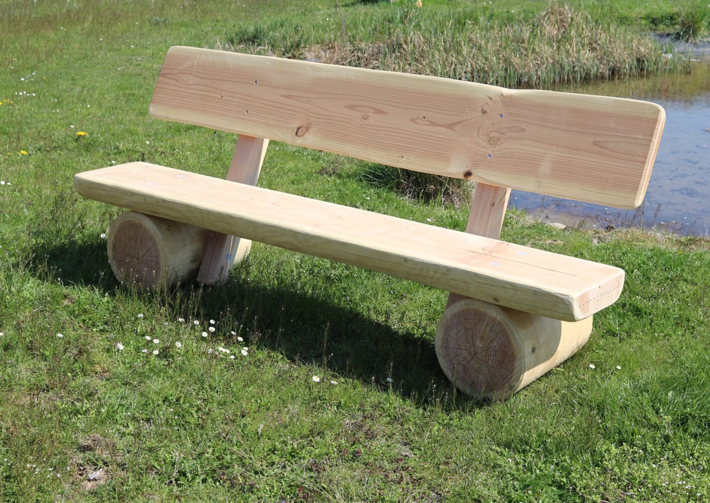 Feldberg rustikale Holzbank mit Lehne, 2,00 m lang, Douglasie natur Bild 1