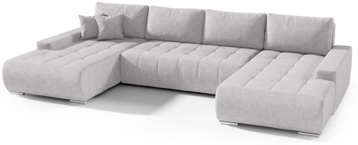 Wohnlandschaft Sofa mit Schlaffunktion VOGAR Stoff Aston Silbergrau Bild 1