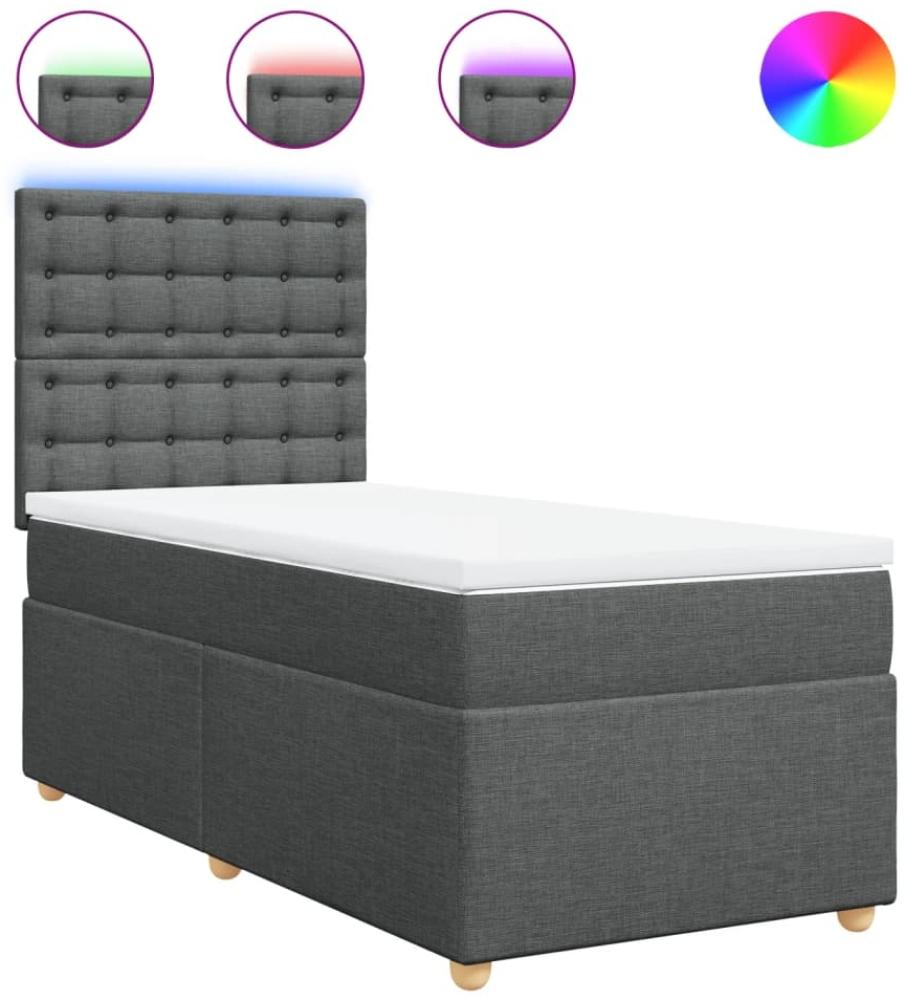 vidaXL Boxspringbett mit Matratze Dunkelgrau 90x190 cm Stoff 3293450 Bild 1