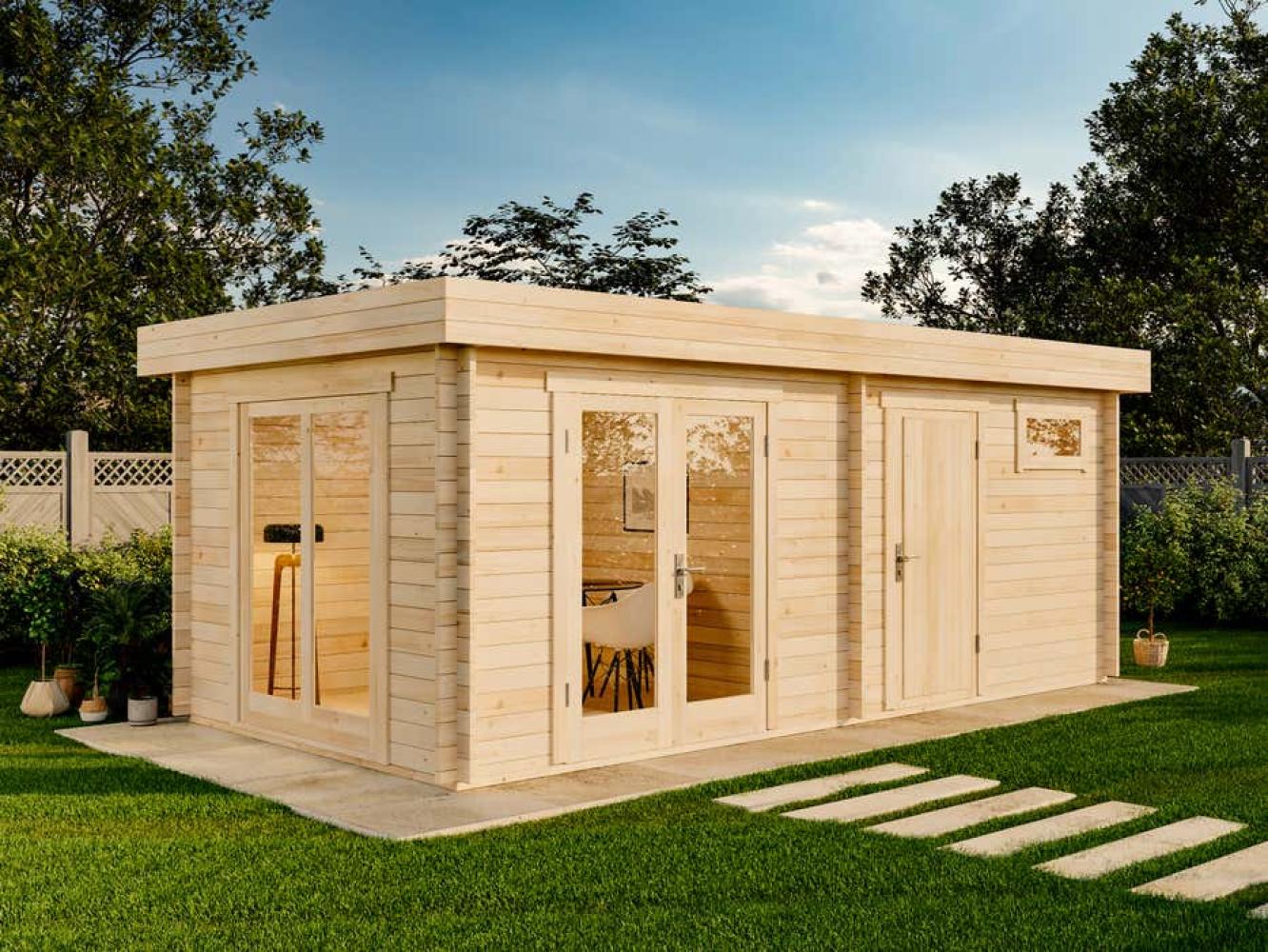 Alpholz Gartenhaus Vönix-40 ISO Gartenhaus aus Holz Holzhaus mit 40 mm Wandstärke Blockbohlenhaus mit Montagematerial Bild 1