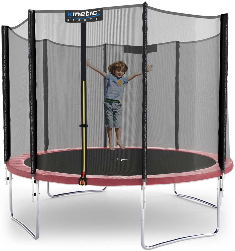 KINETIC SPORTS Trampolin Outdoor SALTO - Kindertrampolin Gartentrampolin Set mit Leiter, Netz, Randpolster, USA Sprungtuch, bis zu 160kg, Pink-4, Ø 305 cm Bild 1