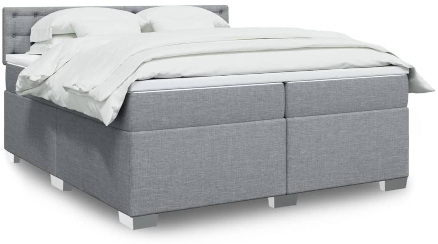 vidaXL Boxspringbett mit Matratze Hellgrau 200x200 cm Stoff 3288309 Bild 1