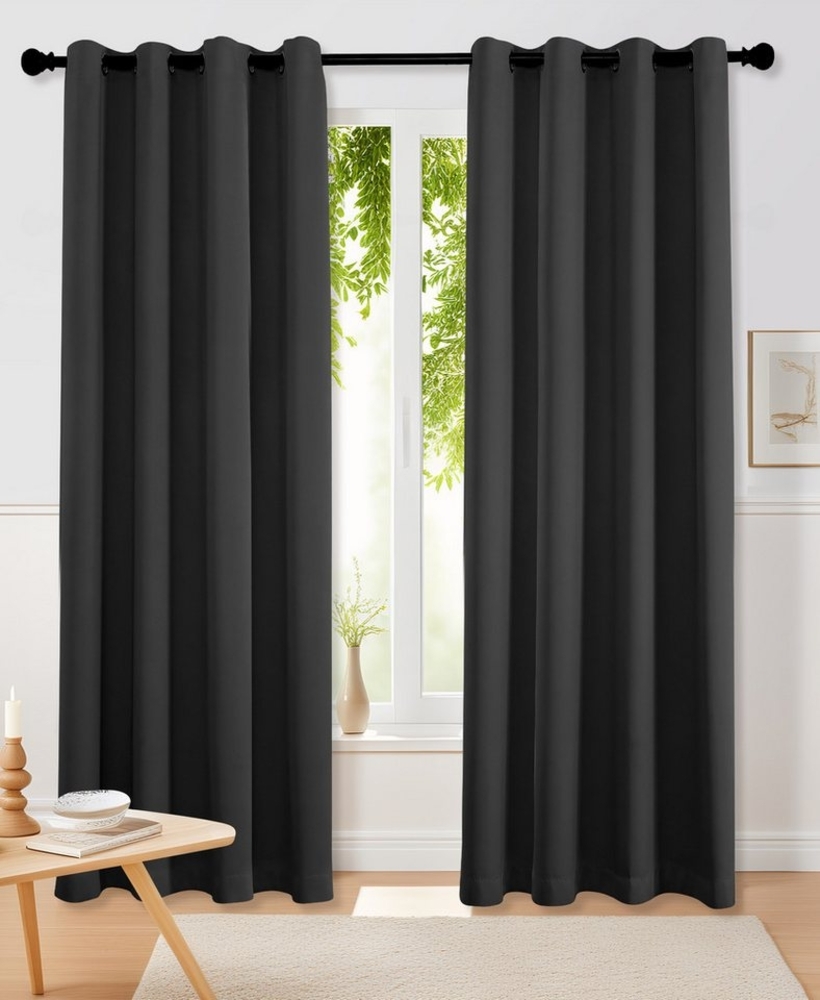 Simloveve Vorhang Gardinen Wohnzimmer Lärmschutz Thermogardine Super Dicke, blickdicht, Polyester, 2er-Set, einfarbig, modern, pflegeleichte Mikrofaser 260g/m² Bild 1