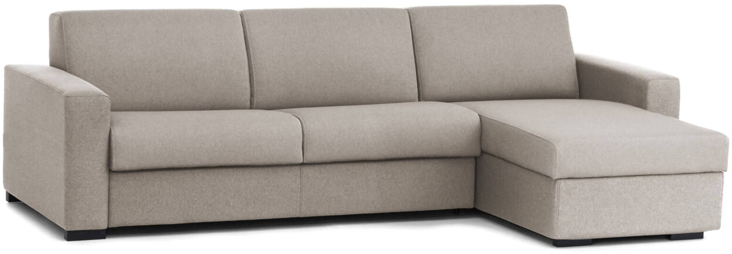 Dmora Schlafsofa mit Halbinsel Aika, Sofa mit umkehrbarer Containerhalbinsel, Standardarmlehnen, 100 % Made in Italy, cm 280 x 95 x 90, Taupe Bild 1