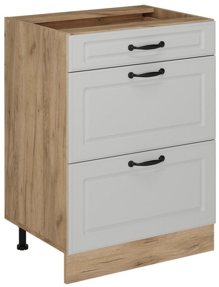 Küchenunterschrank R-Line Weiß Landhaus 60 cm mit Schubladen, ohne Arbeitsplatte Vicco Bild 1