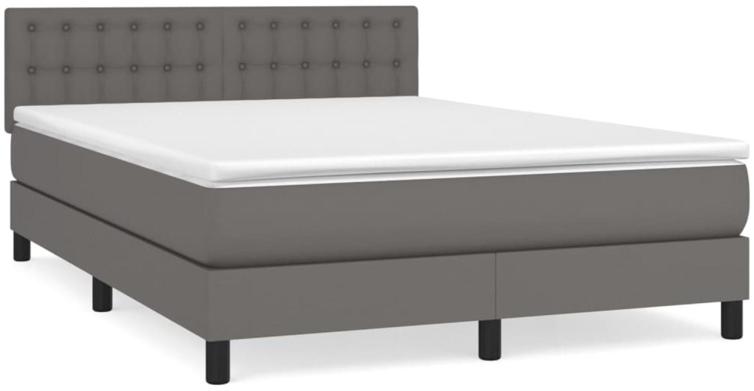 vidaXL Boxspringbett mit Matratze Grau 140x200 cm Kunstleder 3141129 Bild 1
