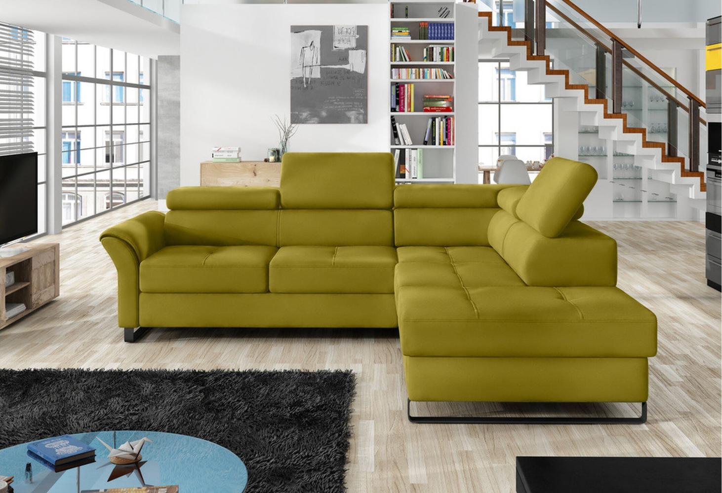 Stylefy Aventine Ecksofa Strukturstoff Gelb Rechts Bild 1