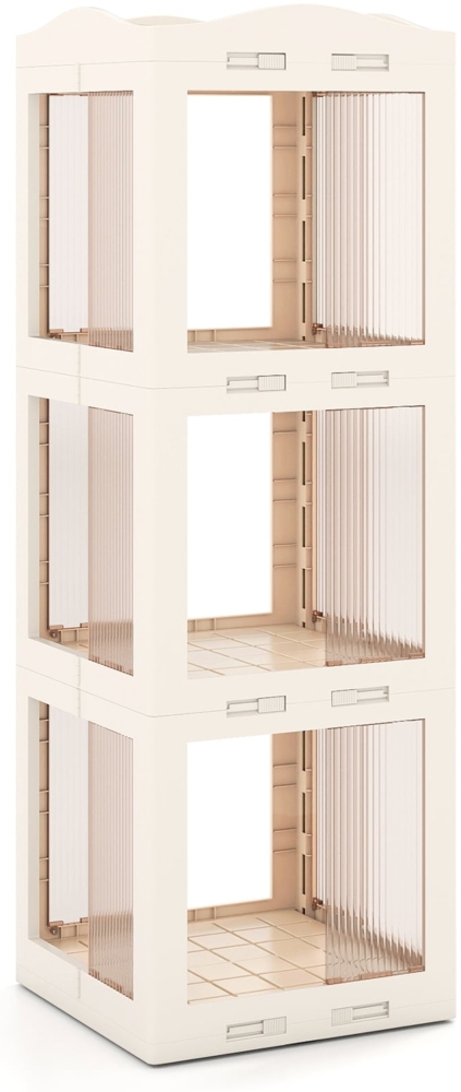 3-stöckiger Bücherregal 360° drehbares Standregal mit rutschfesten Fußpolster klappbares Aufbewahrungsregal Weiß Bild 1