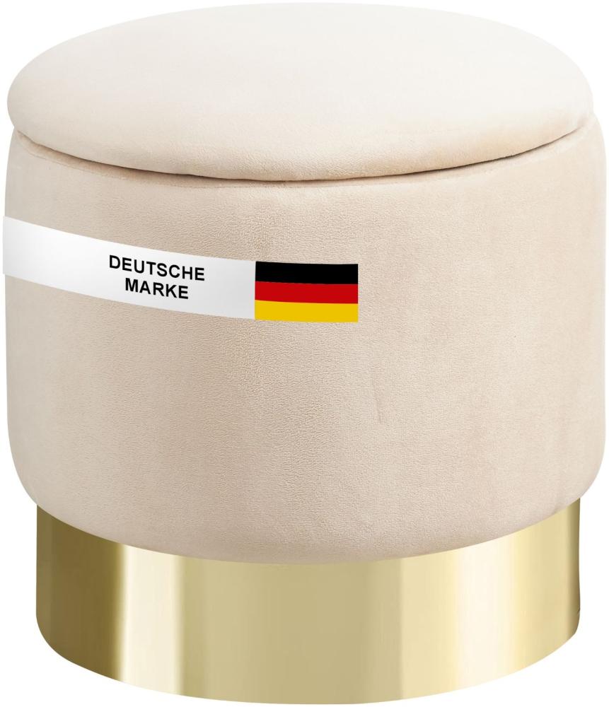 Albatros Hocker mit Stauraum Nizza Sitzhocker mit Stauraum, Modernes Design, Edler Samt-Bezug Sitztruhe Sitzbank mit Stauraum  optimal als Fußhocker Hocker Schminktisch, Beige Bild 1