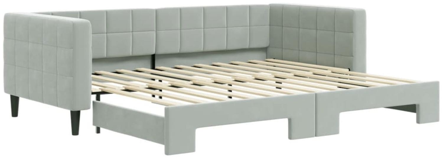 vidaXL Tagesbett Ausziehbar Hellgrau 90x200 cm Samt 3196691 Bild 1
