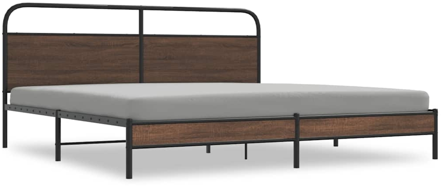 vidaXL Metallbett ohne Matratze Braun Eichen-Optik 183x213 cm 3318700 Bild 1