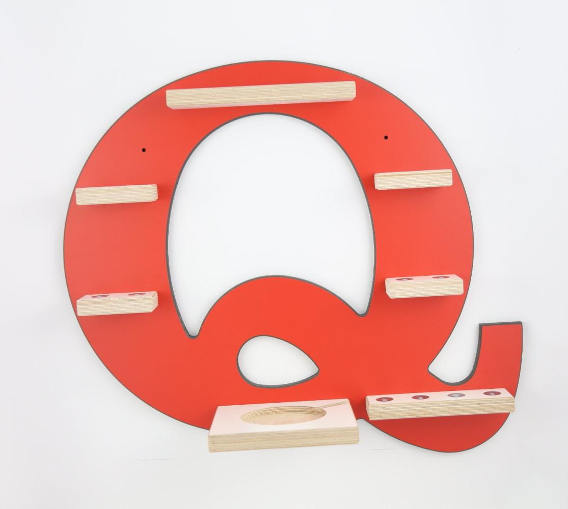 Schreinerei Linden 'Buchstabe Q' Tonie-Regal, Holz rot, 45x46 cm Bild 1