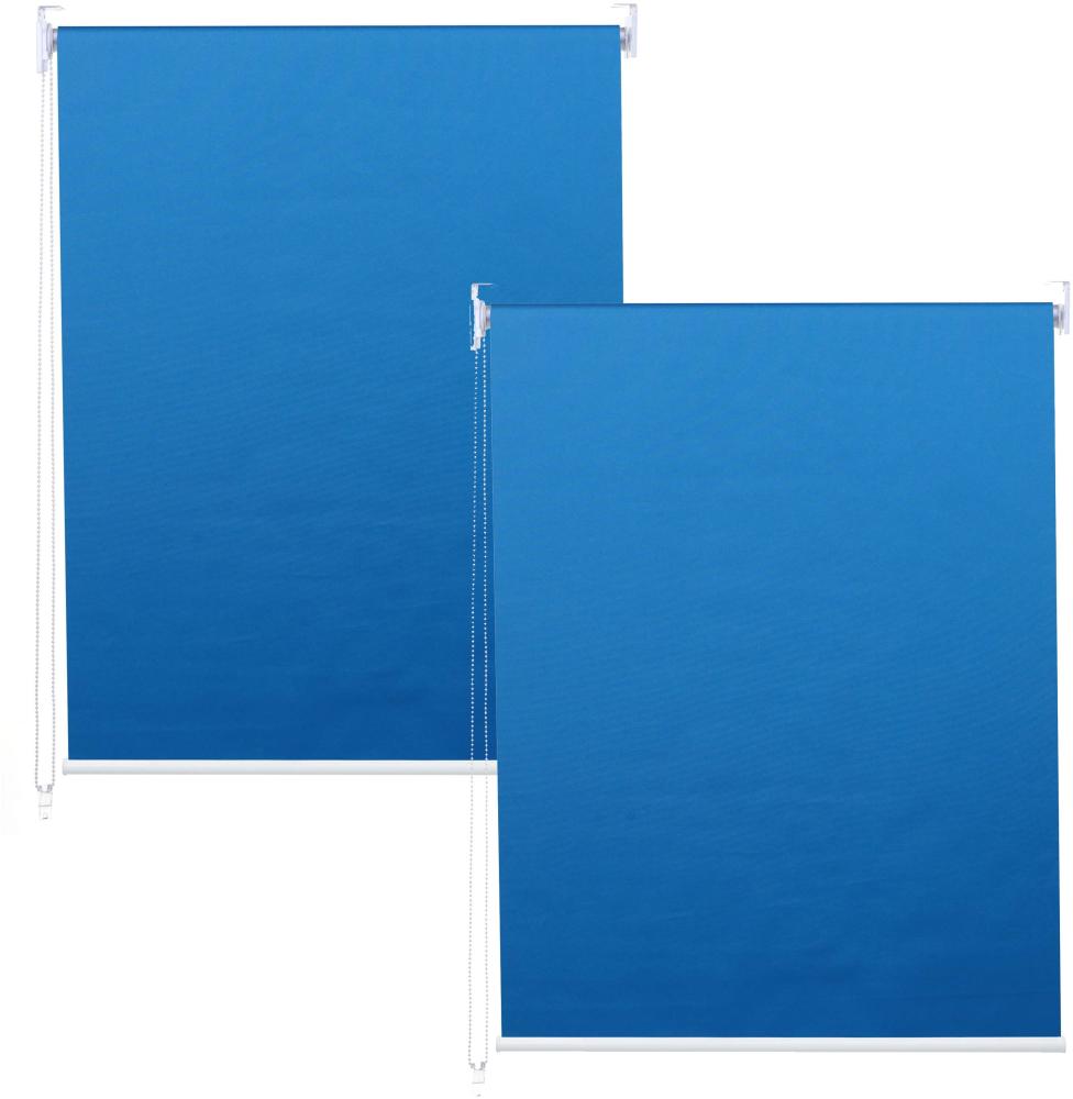 2er-Set Rollo HWC-D52, Fensterrollo Seitenzugrollo Jalousie, 100x160cm Sonnenschutz blickdicht ~ blau Bild 1