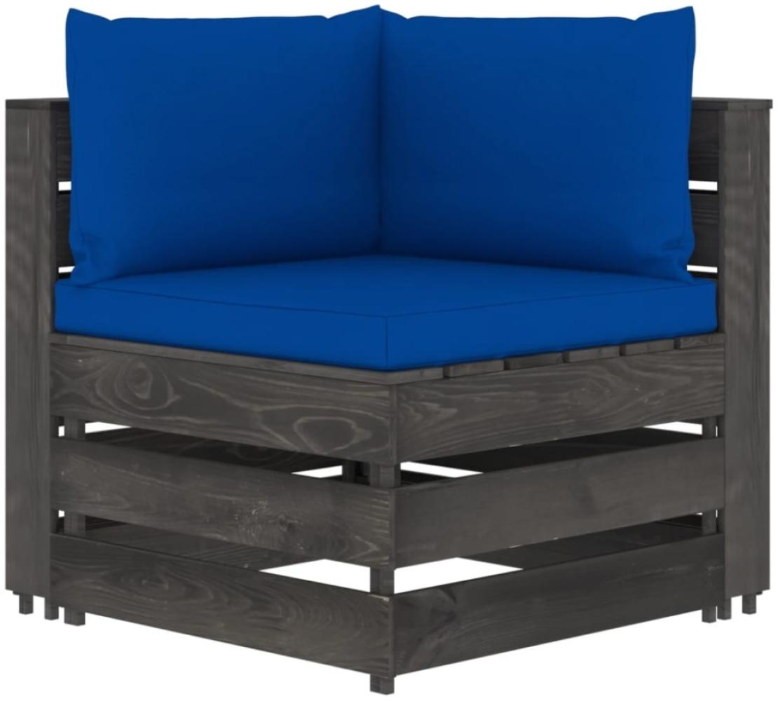 Modulares Ecksofa mit Kissen Grau Imprägniertes Holz Bild 1