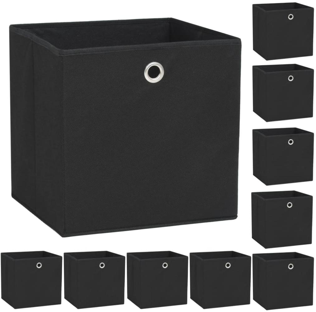 vidaXL Aufbewahrungsboxen 10 Stk. Vliesstoff 32 x 32 x 32 cm Schwarz 245746 Bild 1