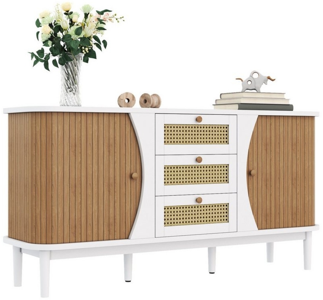 MODFU Sideboard mit viel Stauraum (Kommode, Anrichte, Wohnzimmerschrank, Highboard, 1 St, 2 Türen, 3 Schubladen), mit Abgerundete Kanten Bild 1