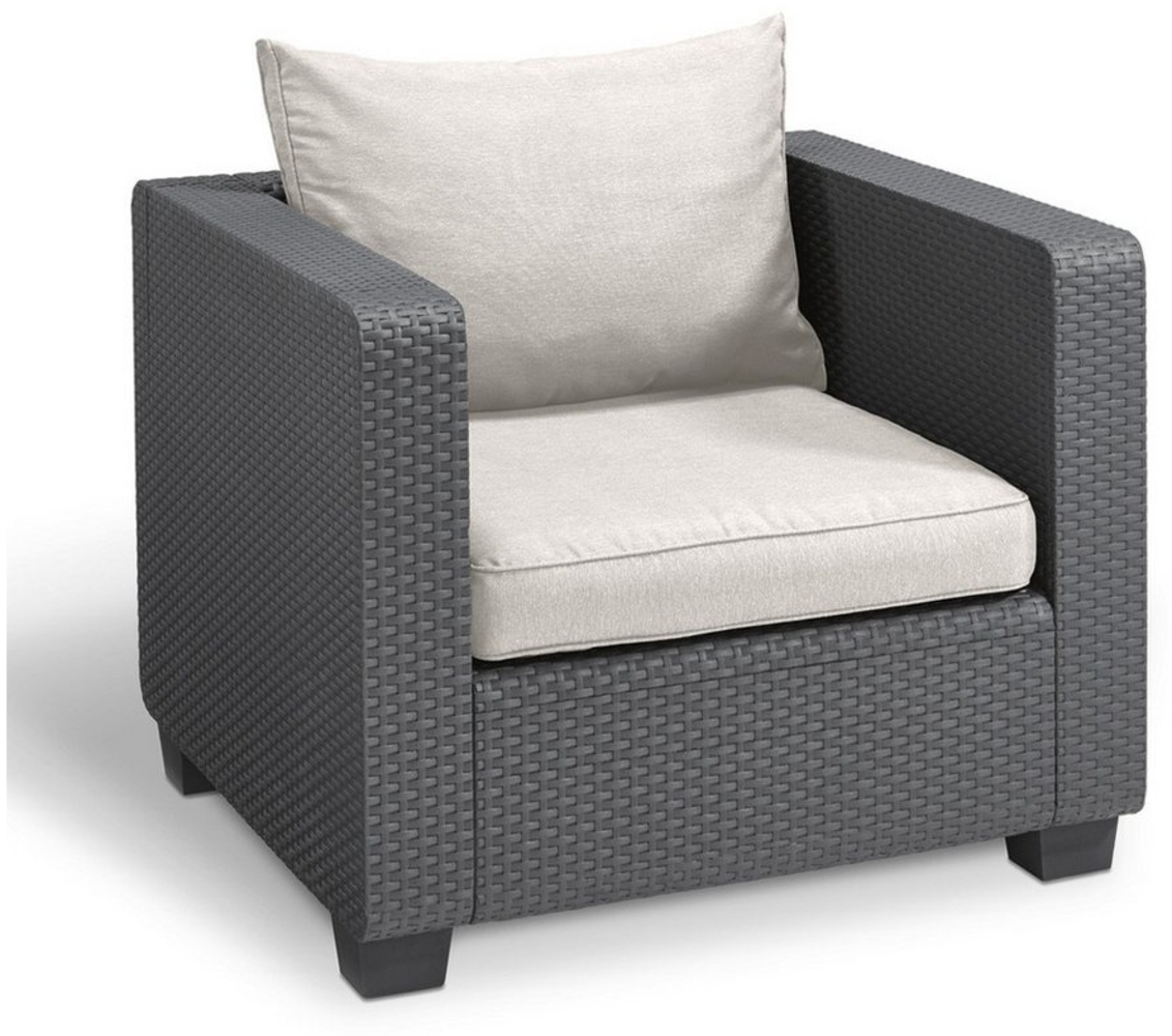 Allibert Salta Sessel mit Kissen | Hochwertiger Rattanoptik mit UV-beständigem Material Bild 1