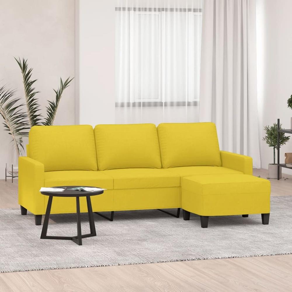 vidaXL 3-Sitzer-Sofa mit Hocker Hellgelb 180 cm Stoff 3201042 Bild 1