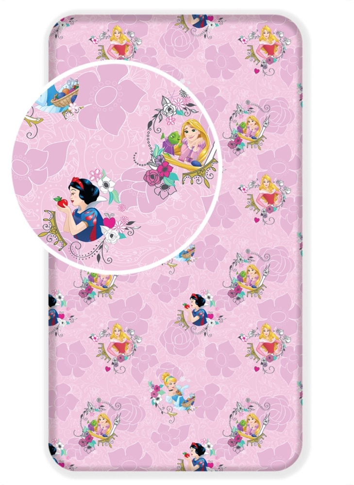 Disney Princess Spannbetttuch Märchenhafte Spannbetttuch für Kinderbett (90x200+25 cm) Bild 1