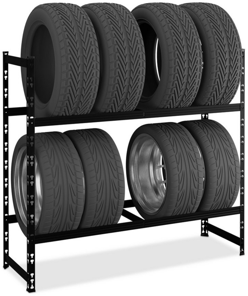 relaxdays Schwerlastregal Reifenregal für 8 Reifen, 1-tlg, Schwarz Bild 1