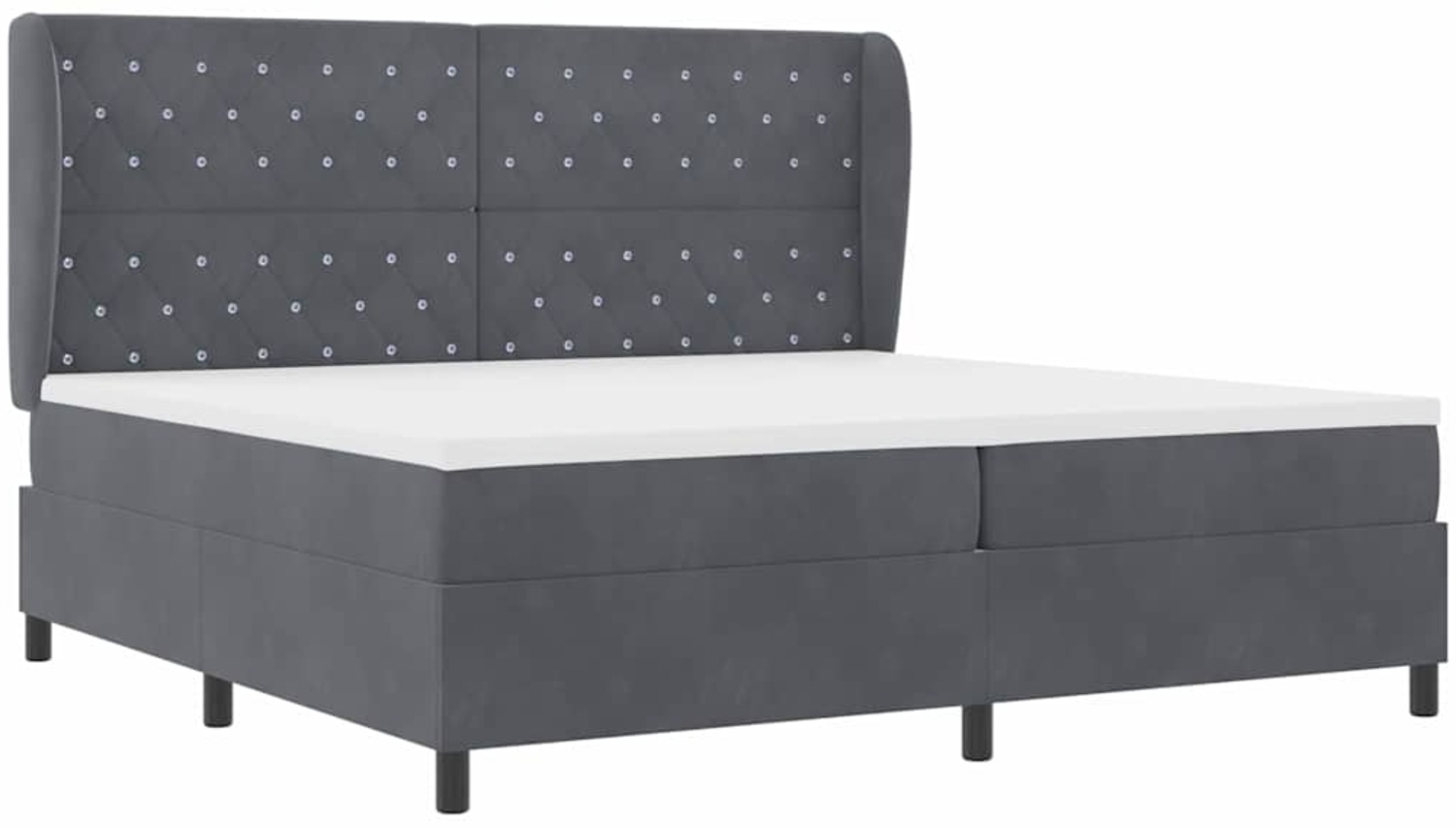 vidaXL Boxspringbett mit Matratze Dunkelgrau 200 x 200 cm Samt 3340893 Bild 1