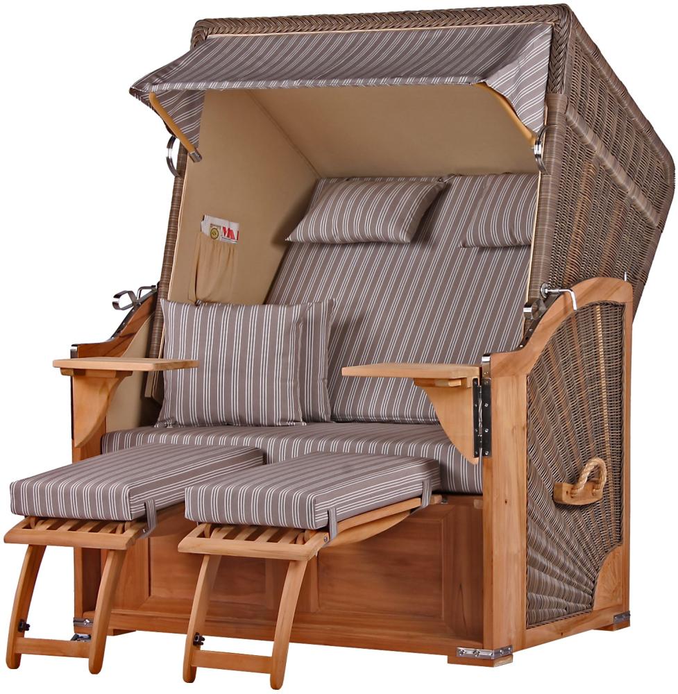 Strandkorb Komplettset - bene living - Schaalsee Teak - PE grau - Modell 501 - inkl. Liftersystem Bild 1