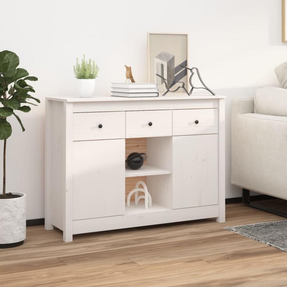 vidaXL Sideboard Weiß 100x35x74,5 cm Massivholz Kiefer 814550 Bild 1