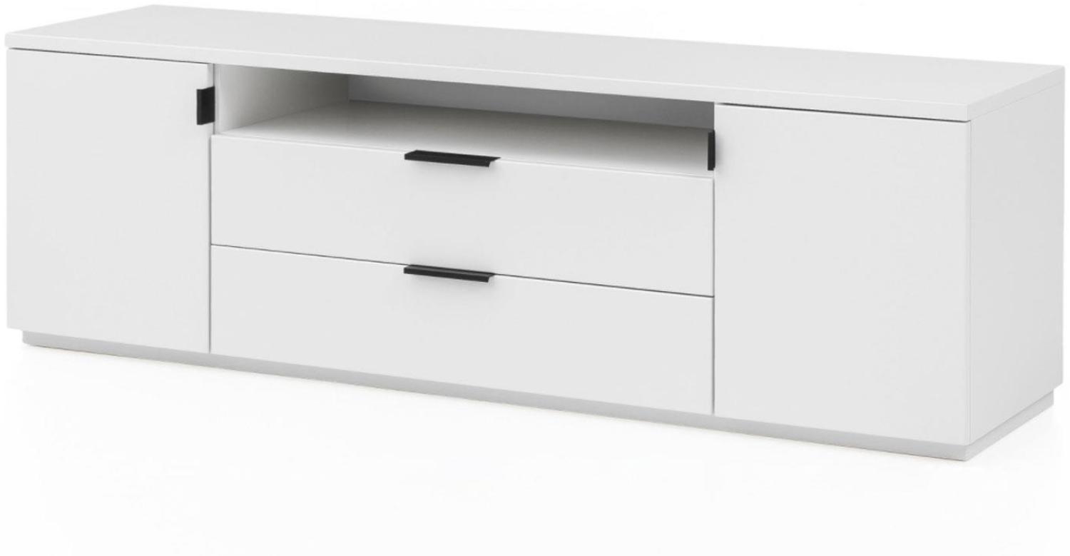 Wohnwand MODENA 3-teilig reinweiß lackiert mit Glaseinsatz Bild 1