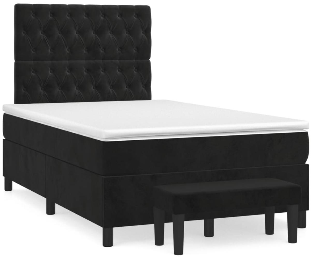 vidaXL Boxspringbett mit Matratze Schwarz 120x190 cm Samt 3270489 Bild 1