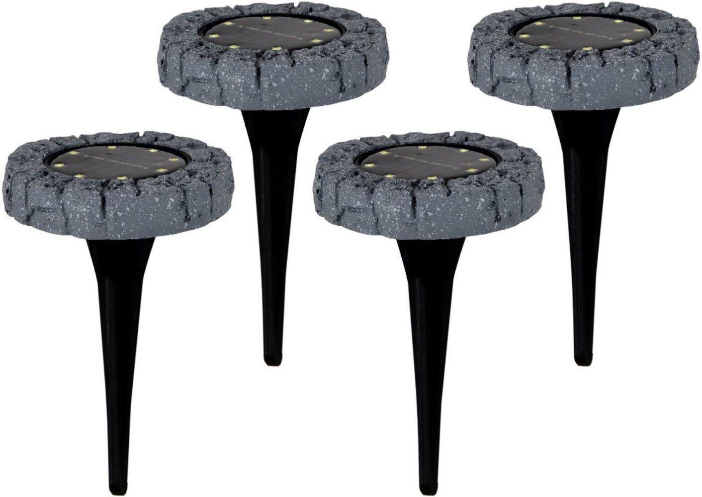 näve LED Gartenleuchte LED-Solar Bodenleuchte, LED fest integriert, Kaltweiß, mit Erdspieß, 4er Set Bild 1