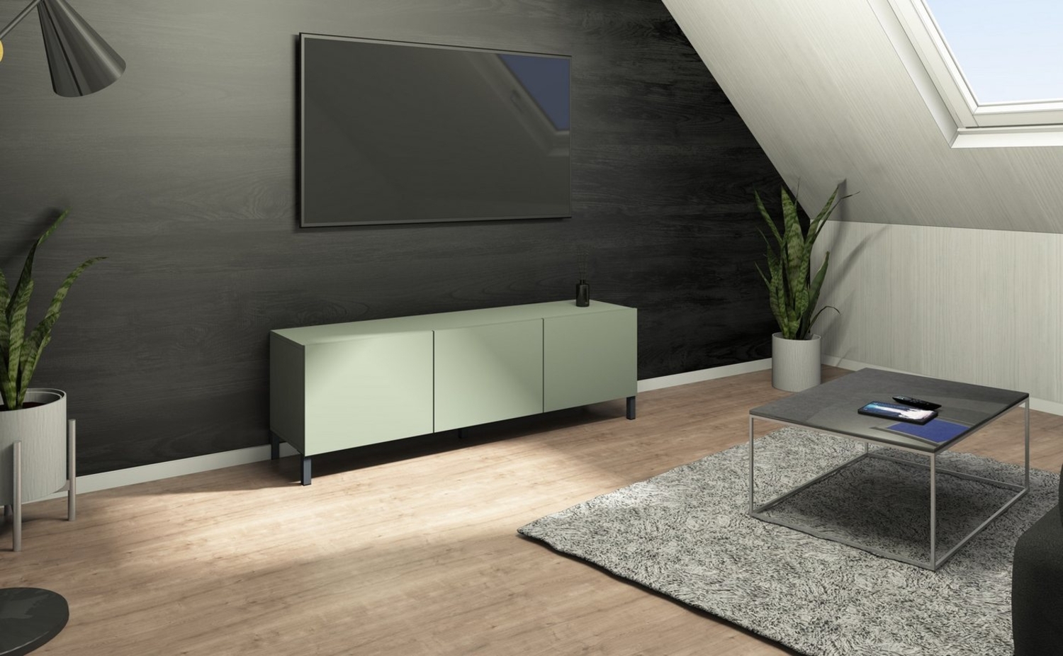 borchardt Möbel Lowboard Pori, Breite 139 cm, 3Türen, Metallfüße Bild 1