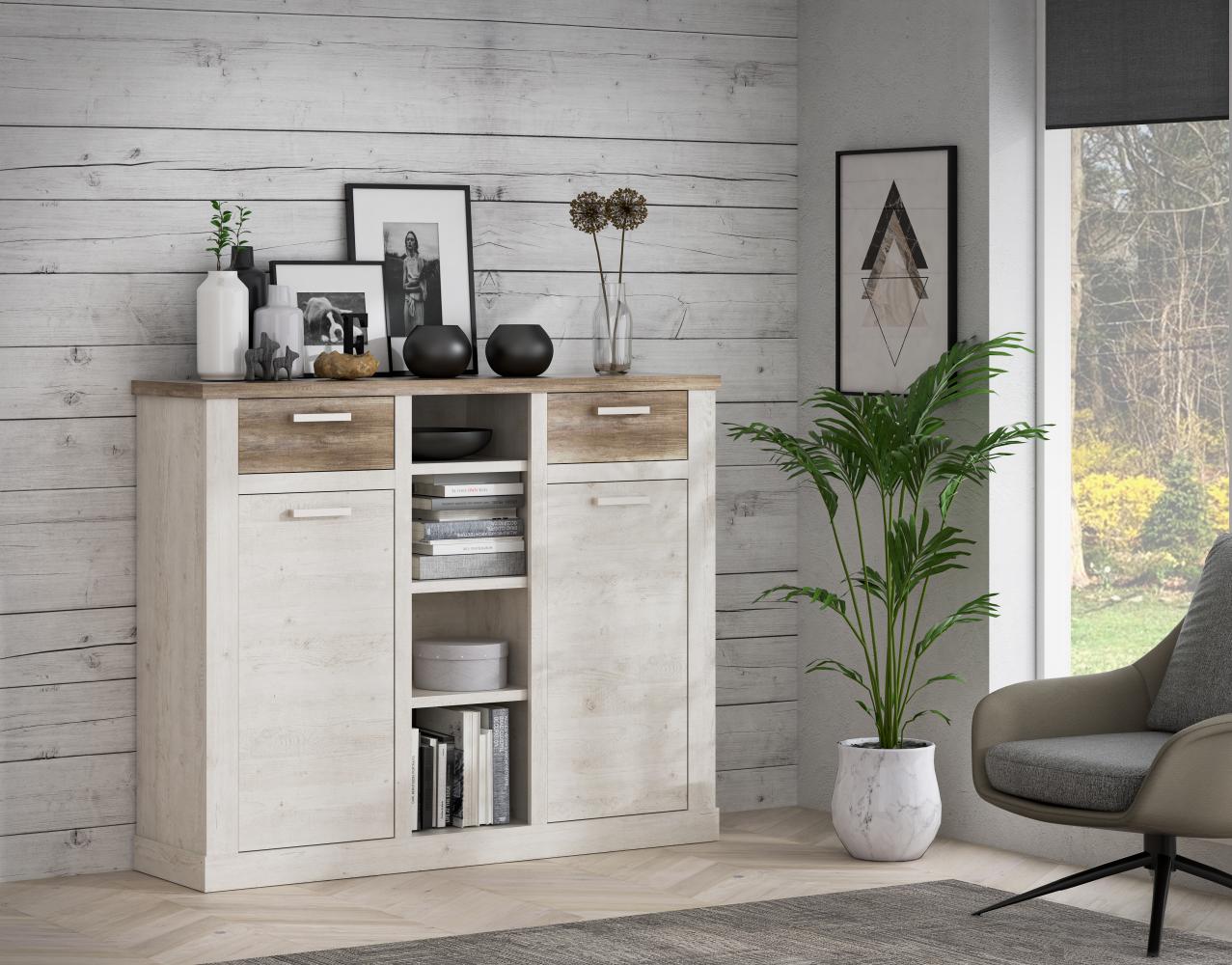 Forte 'DURO' Highboard 160 cm in Pinie weiß Eiche Antik Bild 1