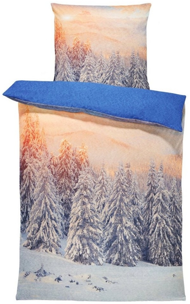 One Home Bettwäsche Winterlandschaft, Fleece, 4 teilig, Schnee, kuschelig flauschig warm weich Winter Bild 1