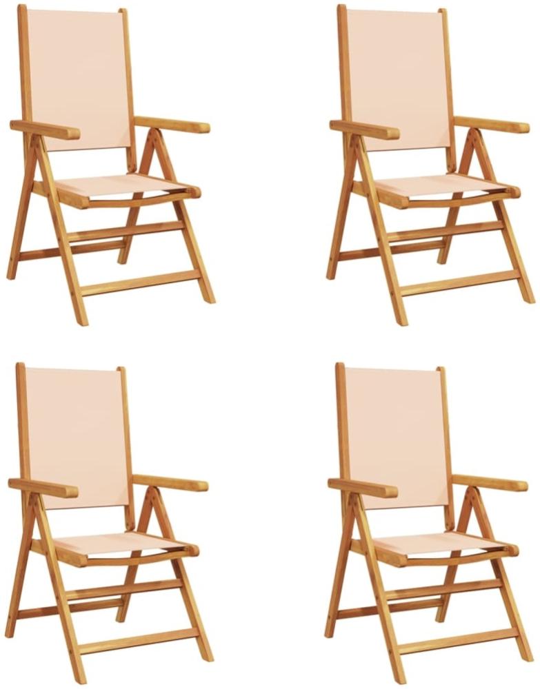 vidaXL Gartenstühle Verstellbar 4 Stk. Beige Stoff und Massivholz 3214547 Bild 1