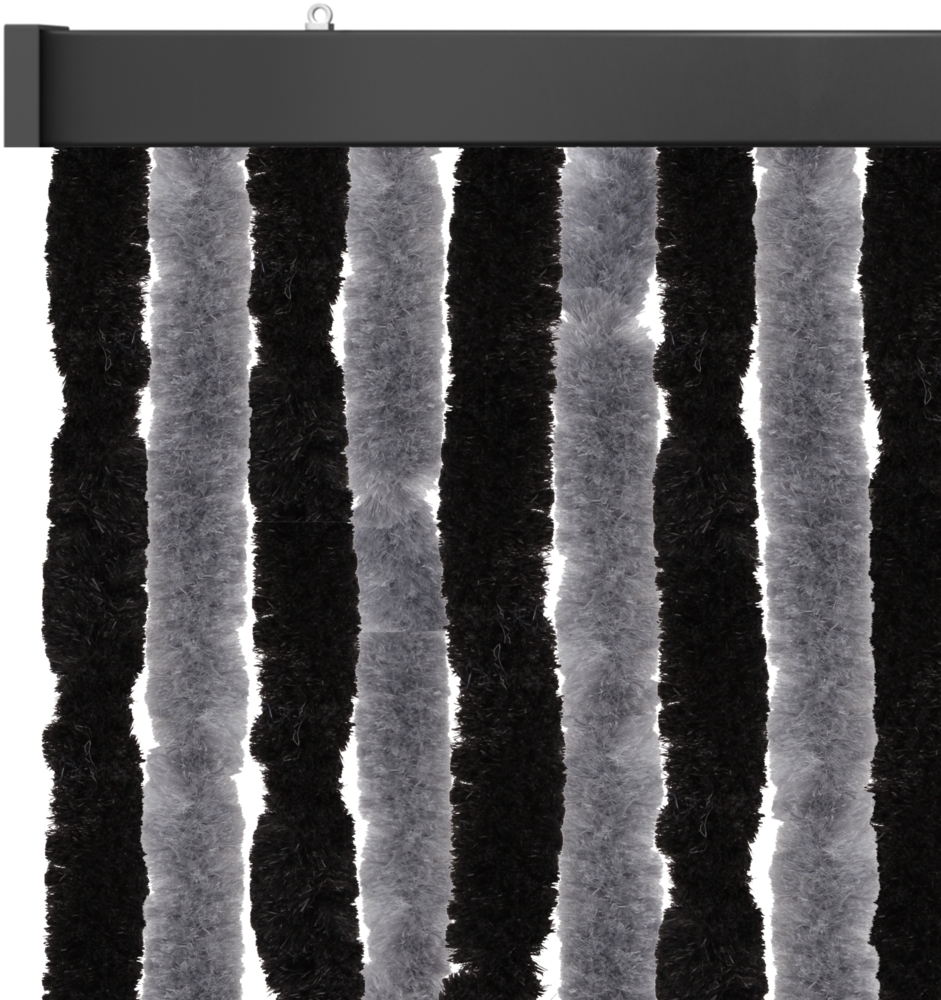 Flauschvorhang 90x200cm, perfekter Insekten- und Sichtschutz für Ihre Balkon- und Terrassentür, viele Farben Unistreifen anthrazit - schwarz Bild 1