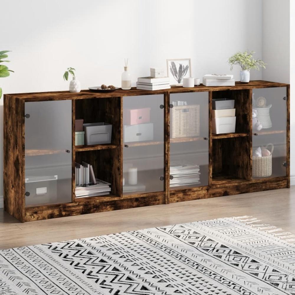 vidaXL Bücherschrank mit Türen Räuchereiche 204x37x75 cm Holzwerkstoff 3206535 Bild 1