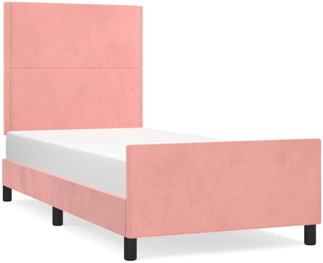 Bettgestell mit Kopfteil Samt Rosa 80x200 cm, Härtegrad: H2 [3125665] Bild 1