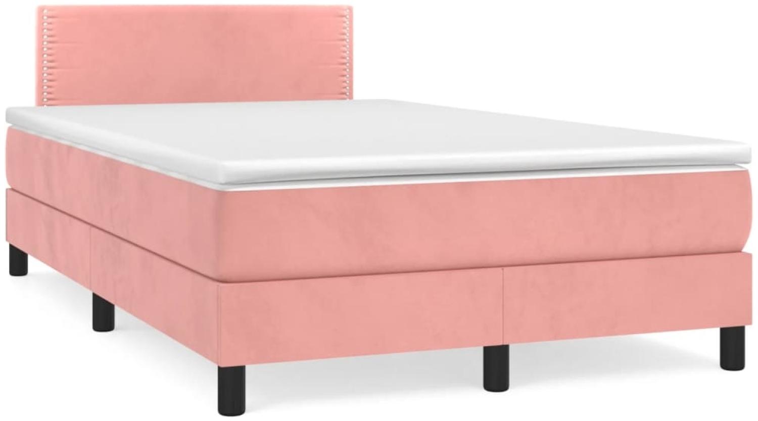 vidaXL Boxspringbett mit Matratze Rosa 120x190 cm Samt 3269836 Bild 1