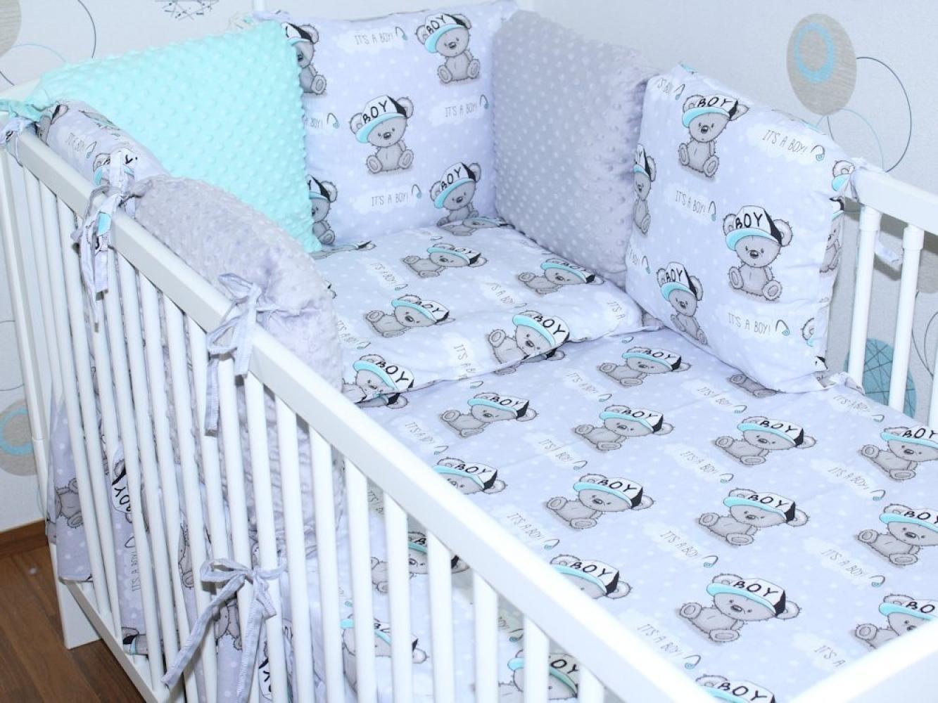 Primawela Bettnestchen Baby Nestchen - 6 Kissen - MINKY und Baumwolle -Umrandung für Babybett Bild 1