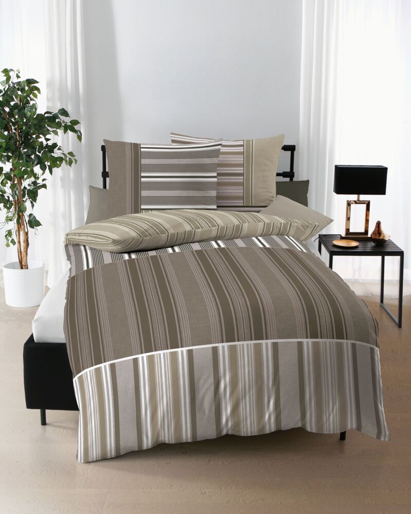 Kaeppel Mako Satin Bettwäsche Sandro 155x220 cm + 80x80 cm Oliv Bild 1