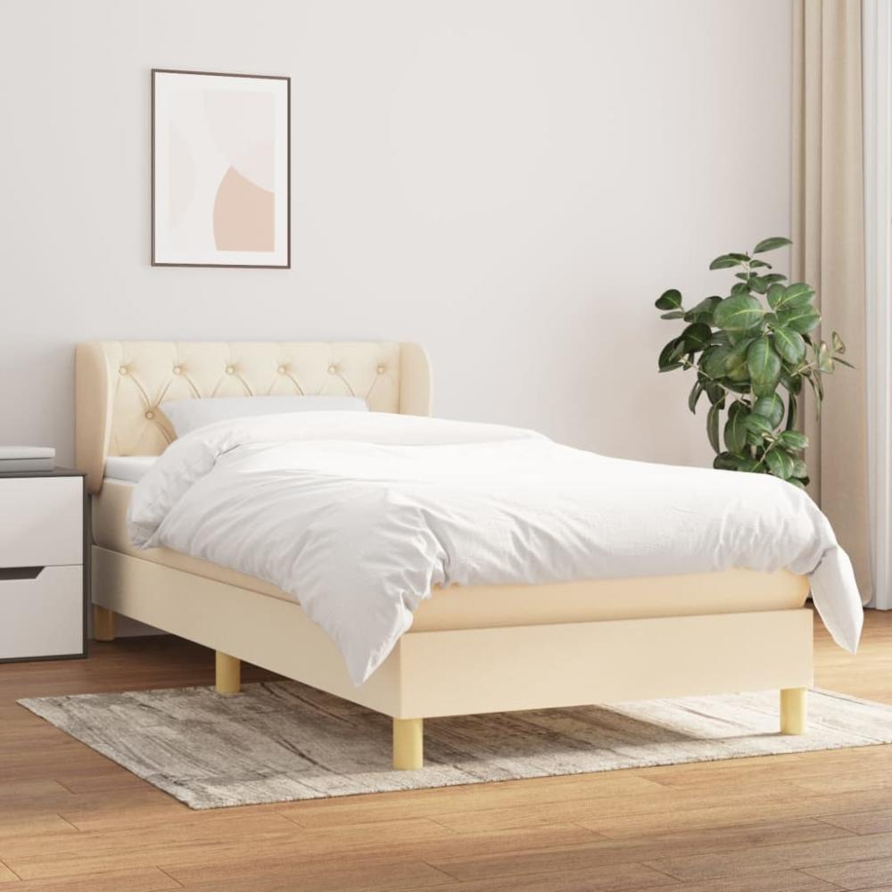 Einzelbett, Polsterbett mit Matratze Stoff Creme 80 x 200 cm, Härtegrad: H2 [3127002] Bild 1